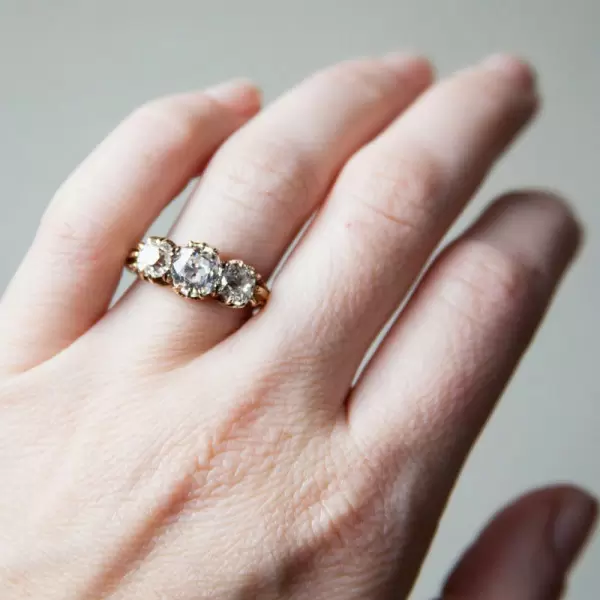 Antique Style 6.7ctw Three Stone Engagement Ring