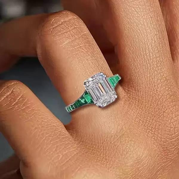 4ct Emerald Cut White Sapphire Vintage Engagement Ring