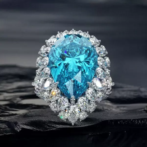 10ct Pear Cut Aquamarine Vintage Halo Cocktail Ring