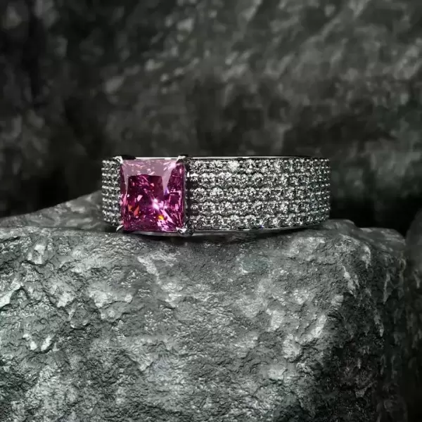 9.5ct Princess Cut Blue Sapphire Paved Engagement Ring
