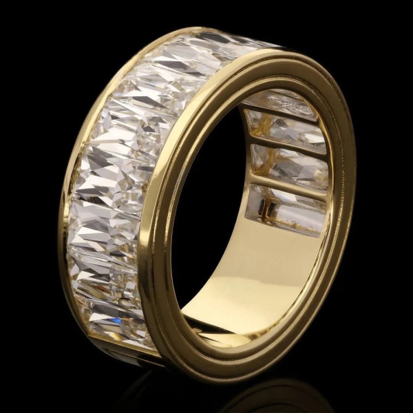 6.2ctw Radiant Cut White Sapphire Bold Wedding Band