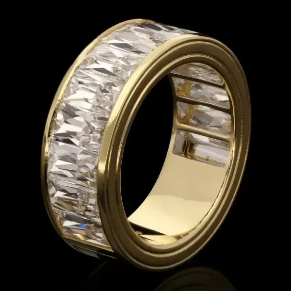6.2ctw Radiant Cut White Sapphire Bold Wedding Band