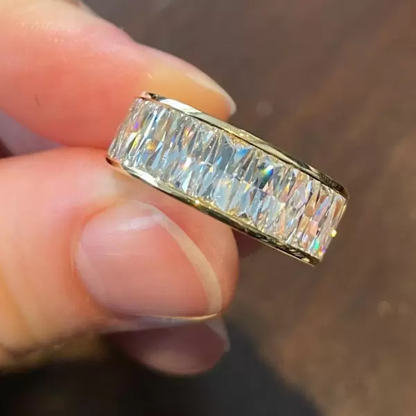 6.2ctw Radiant Cut White Sapphire Bold Wedding Band