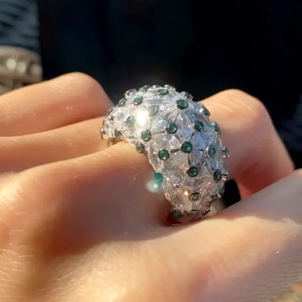 6ctw Marquise Cut Cluster Flower Ring With Emerald