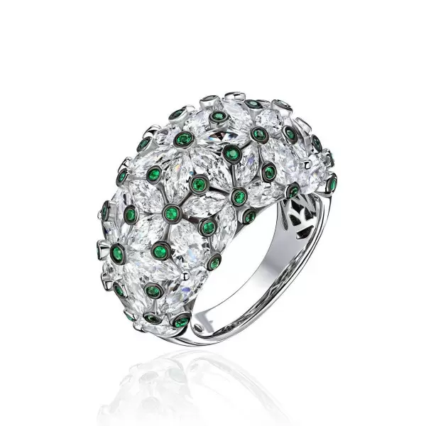 6ctw Marquise Cut Cluster Flower Ring With Emerald