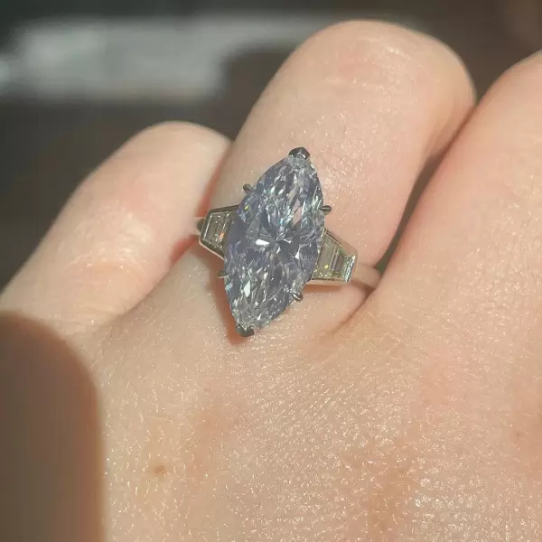 3.8ct Marquise Cut White Sapphire Engagement Ring