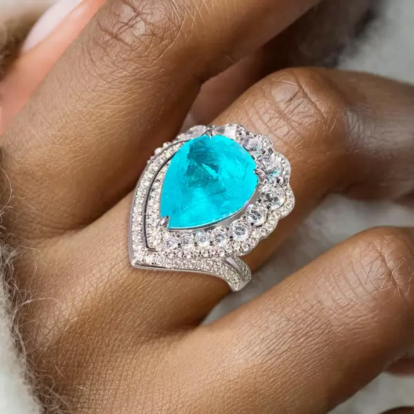 14ct Pear Cut Paraiba Tourmaline Cocktail Ring