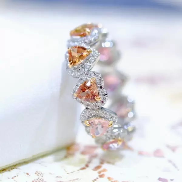 8ctw Pink and Champagne Sapphire Eternity Ring