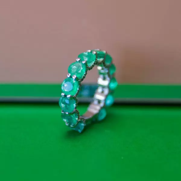 10ctw Round Cut Emerald Wedding Band