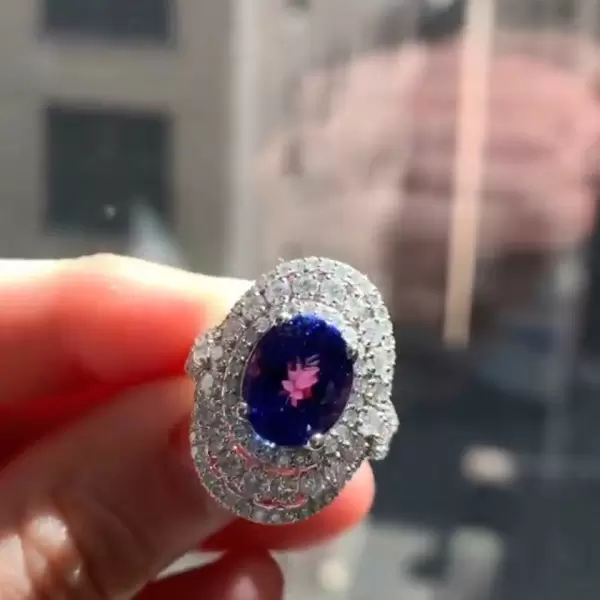 2.5ct Oval Cut Tanzanite Blue Sapphire Vintage Cocktail Ring