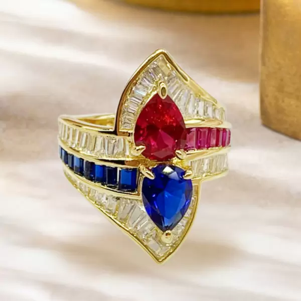 2.5ctw Ruby and Sapphire Crossover Vintage Engagement Ring