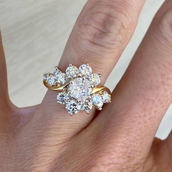 Vintage 1ct White Sapphire Bypass Engagement Ring