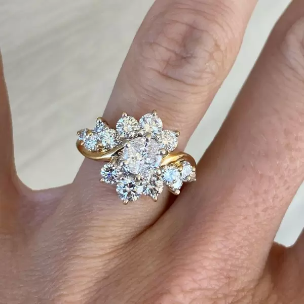 Vintage 1ct White Sapphire Bypass Engagement Ring