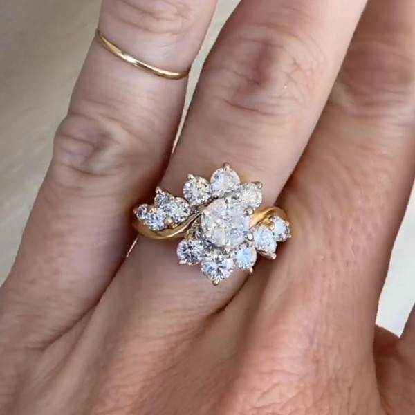 Vintage 1ct White Sapphire Bypass Engagement Ring