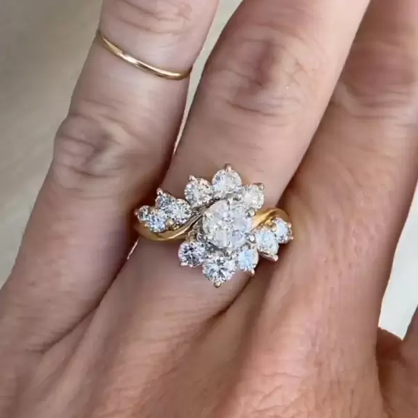 Vintage 1ct White Sapphire Bypass Engagement Ring