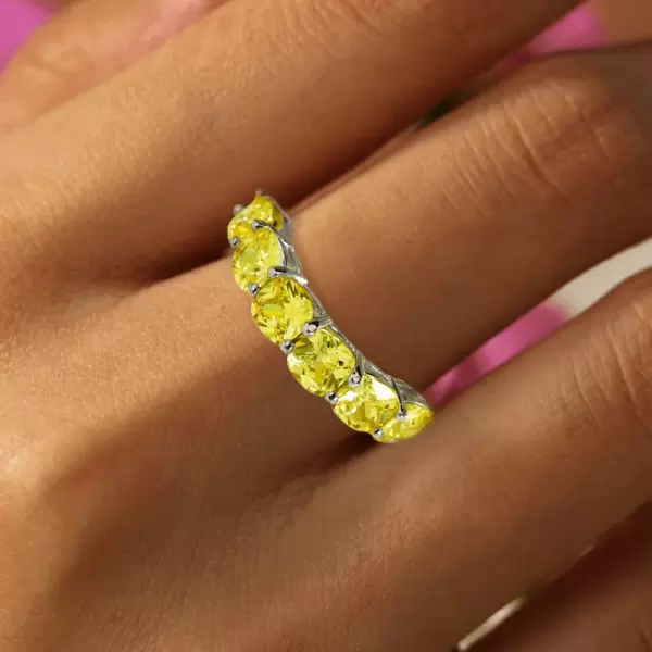 5MM Cushion Cut Yellow Sapphire Eternity Ring