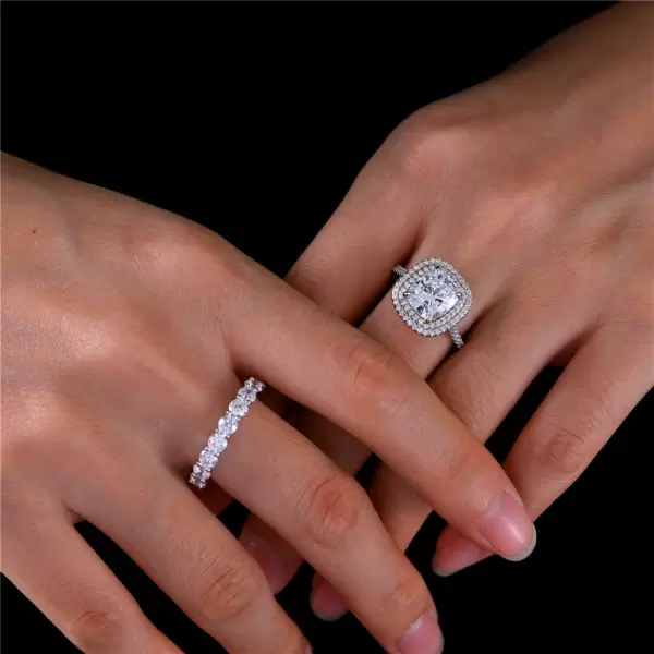3.5ct Double Halo Cushion Cut Wedding Ring Set