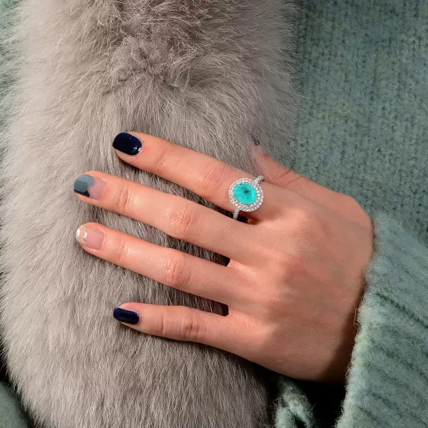 2.5ct Aquamarine Paraiba Tourmaline Engagement Ring