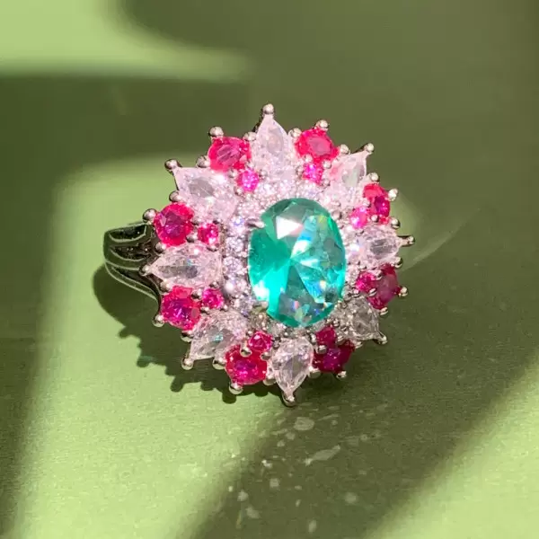 2ct Paraiba Tourmaline Vintage Halo Cocktail Ring