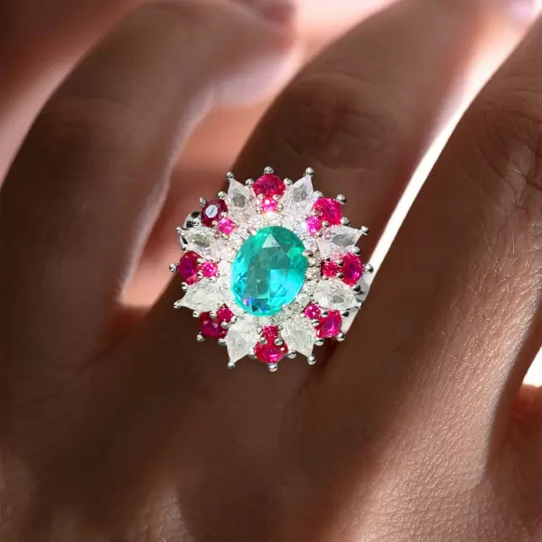 2ct Paraiba Tourmaline Vintage Halo Cocktail Ring