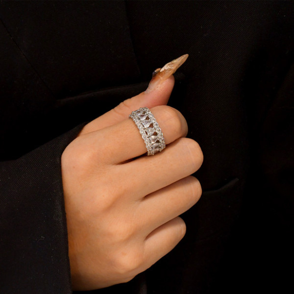 Heart Cut White Sapphire Eternity Ring