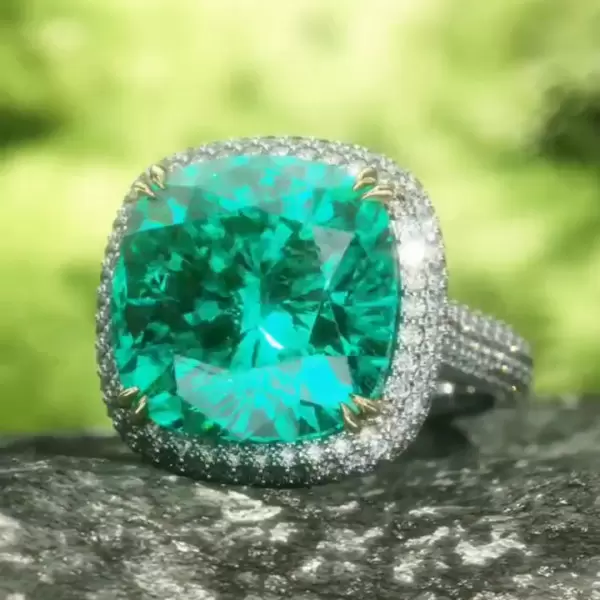 12ct Halo Cushion Cut Classic Paved Ring