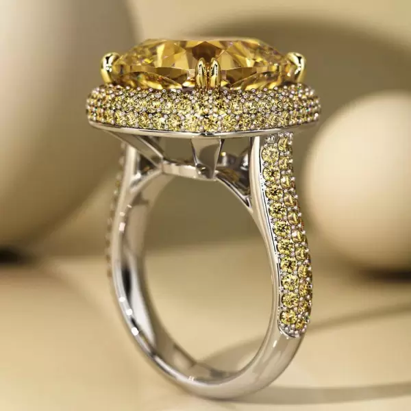 12ct Halo Cushion Cut Classic Paved Ring