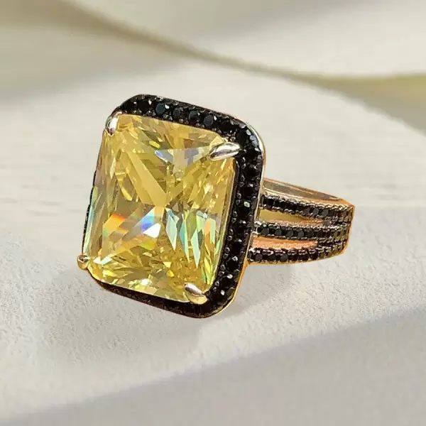 12ct Radiant Cut Yellow Sapphire Cocktail Ring
