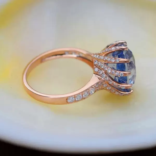 10ct Round Cut Light Sapphire Blue Engagement Ring
