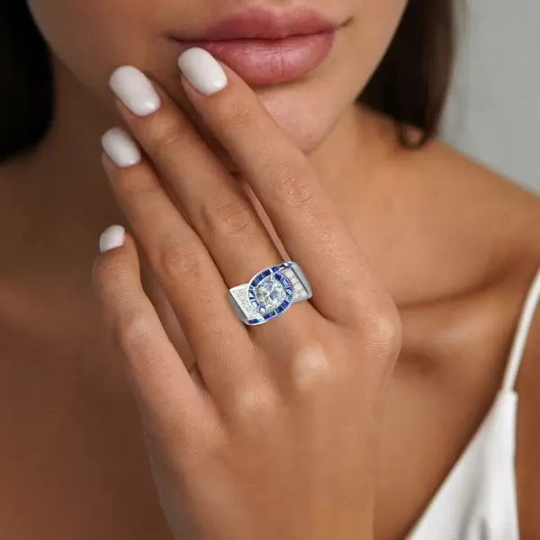 2ct Round Cut Art-Deco Engagement Ring