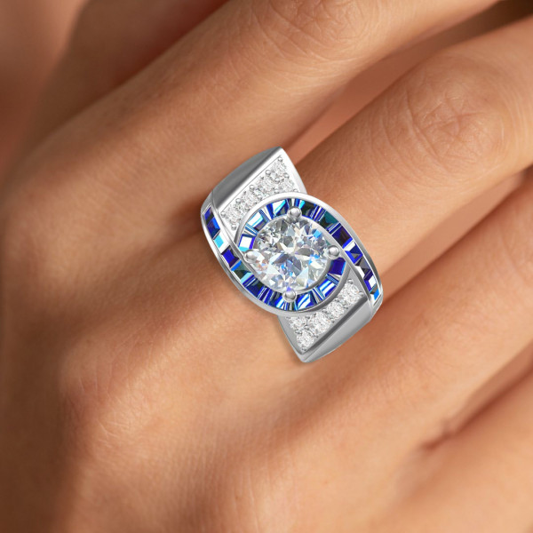 2ct Round Cut Art-Deco Engagement Ring