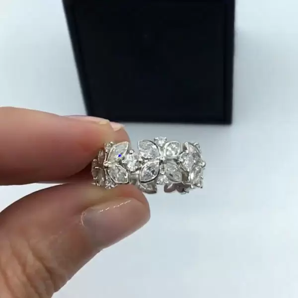 Marquise&Round Cut White Sapphire Flower Band