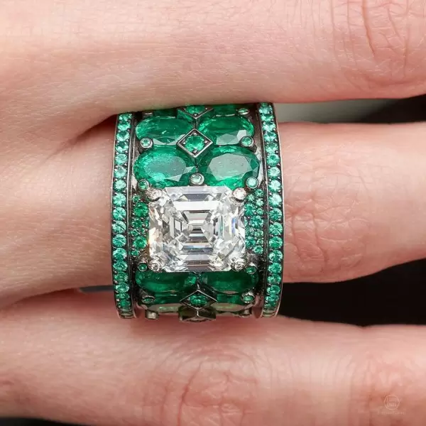 3ct Asscher Cut White Sapphire Cocktail Ring