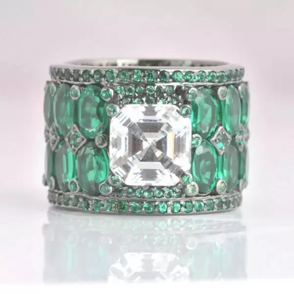 3ct Asscher Cut White Sapphire Cocktail Ring