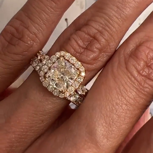 4.1ct Cushion Cut White Sapphire Wedding Set