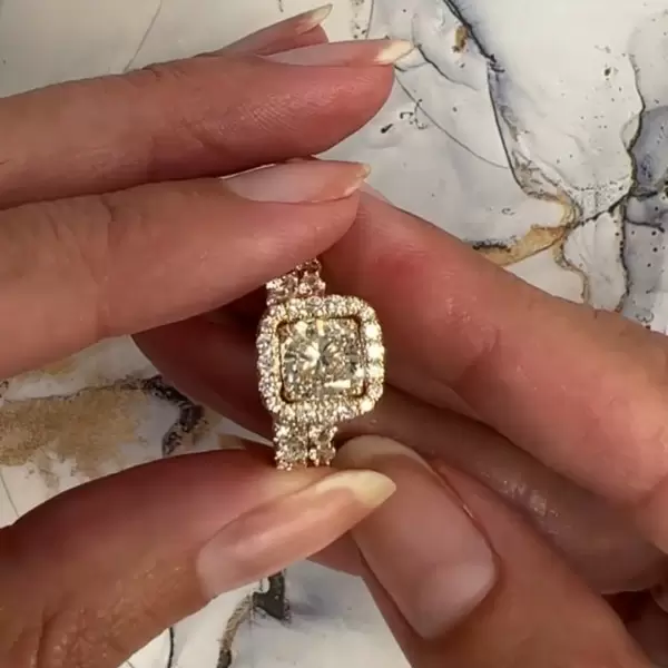 4.1ct Cushion Cut White Sapphire Wedding Set