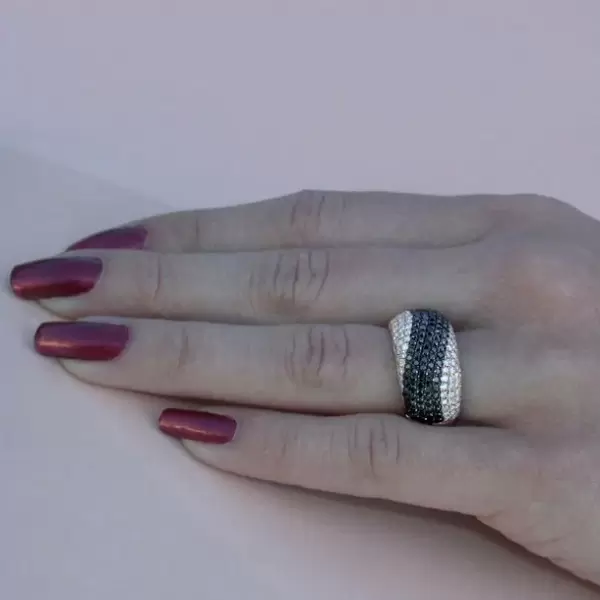 11MM Wide Paved White and Sapphire Band