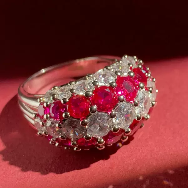 10.5ctw Ruby and White Sapphire Dome Ring