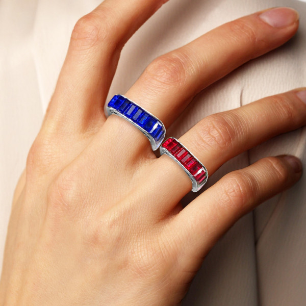 Invisible Set Ruby Square Shank Eternity Ring