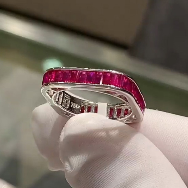 Invisible Set Ruby Square Shank Eternity Ring