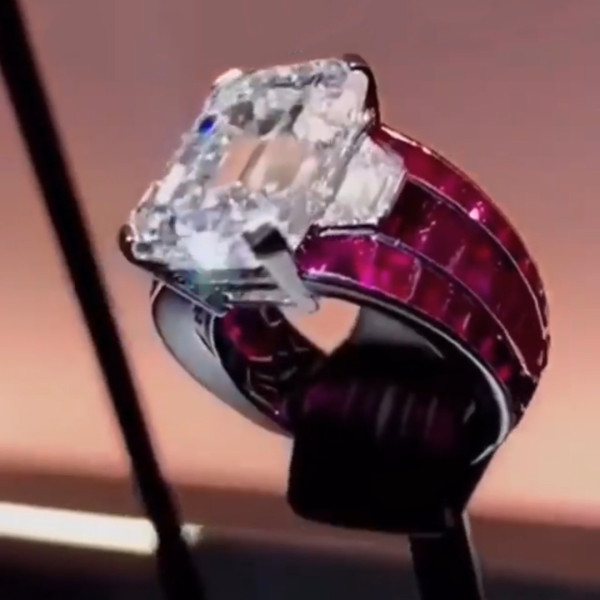 6ct Emerald Cut White Sapphire Ruby Ring