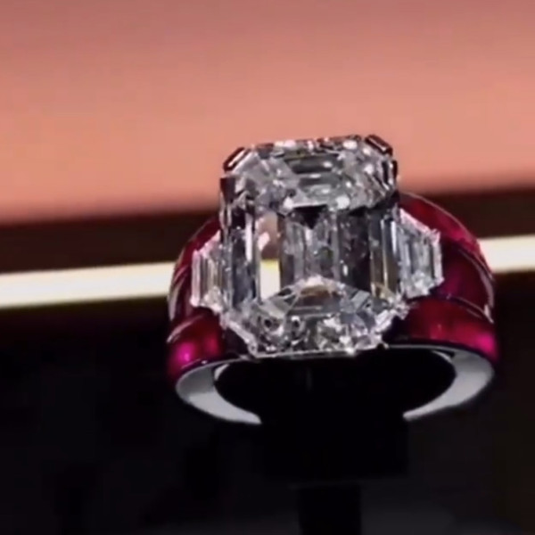 6ct Emerald Cut White Sapphire Ruby Ring