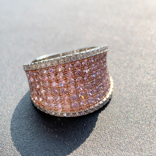 Pink Sapphire Paved Bold Cocktail Ring