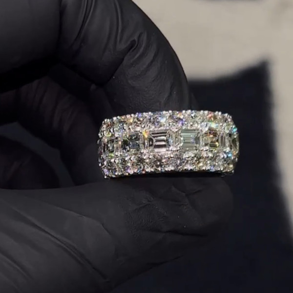 Emerald Cut White Sapphire Eternity Ring