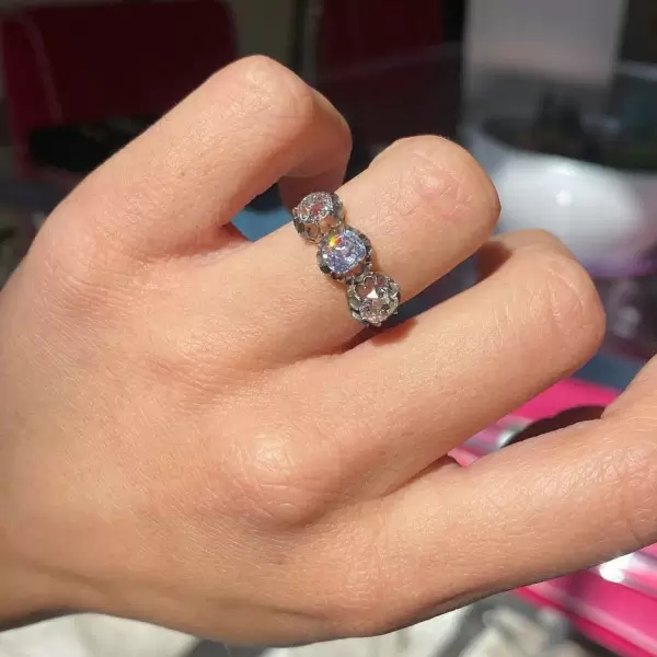 Victorian Style Three Stone Engagement Ring