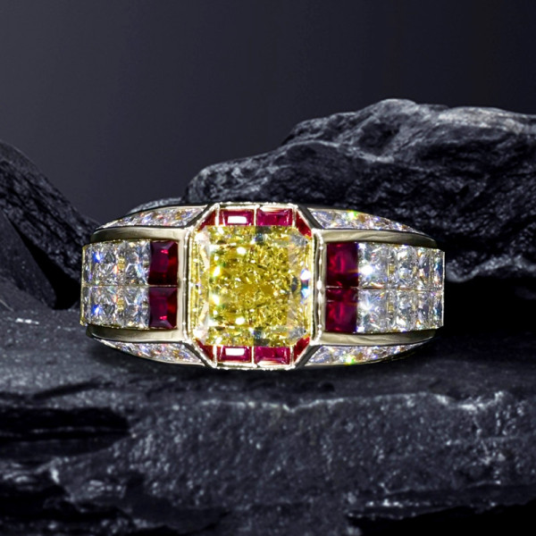 5.6ct Princess Cut Yellow Sapphire Cocktail Ring