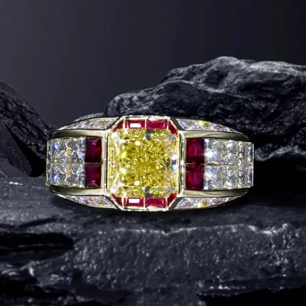 5.6ct Princess Cut Yellow Sapphire Cocktail Ring
