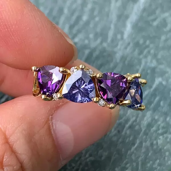 3.8ctw Tanzanite Blue Sapphire and Amethyst Wedding Band