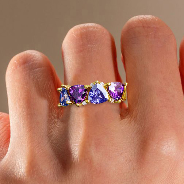 3.8ctw Tanzanite Blue Sapphire and Amethyst Wedding Band
