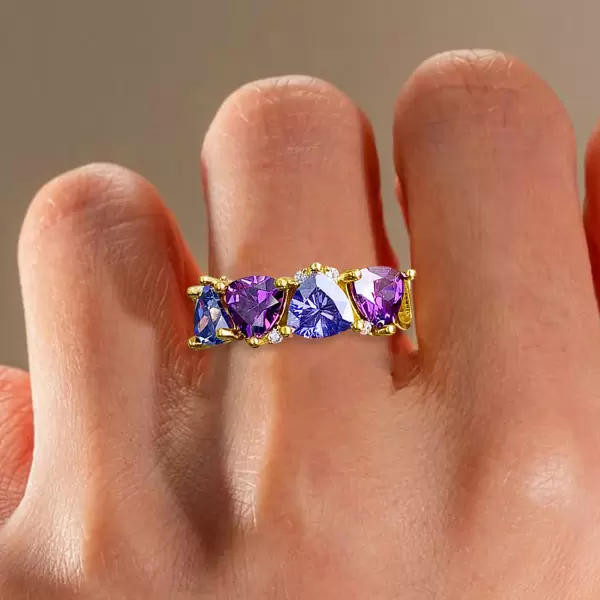 3.8ctw Tanzanite Blue Sapphire and Amethyst Wedding Band